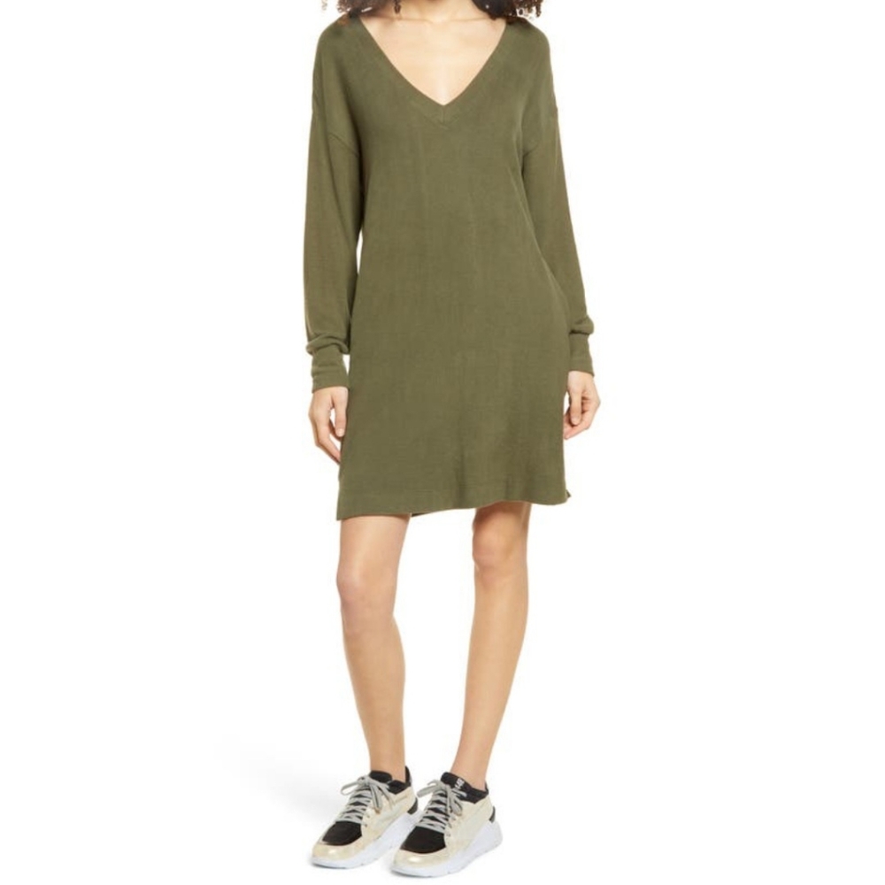 Socialite Double V-Neck Knit Dress L